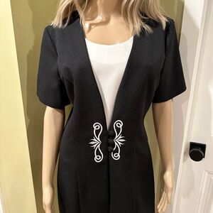 Vintage Chablis Black and White Short Sleeve Dress Women’s Large Layered
